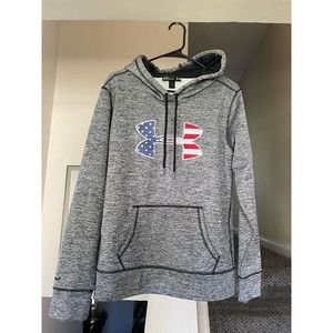 Under Armour ColdGear Womens Large Hoodie Sweatshirt Pullover USA American Flag